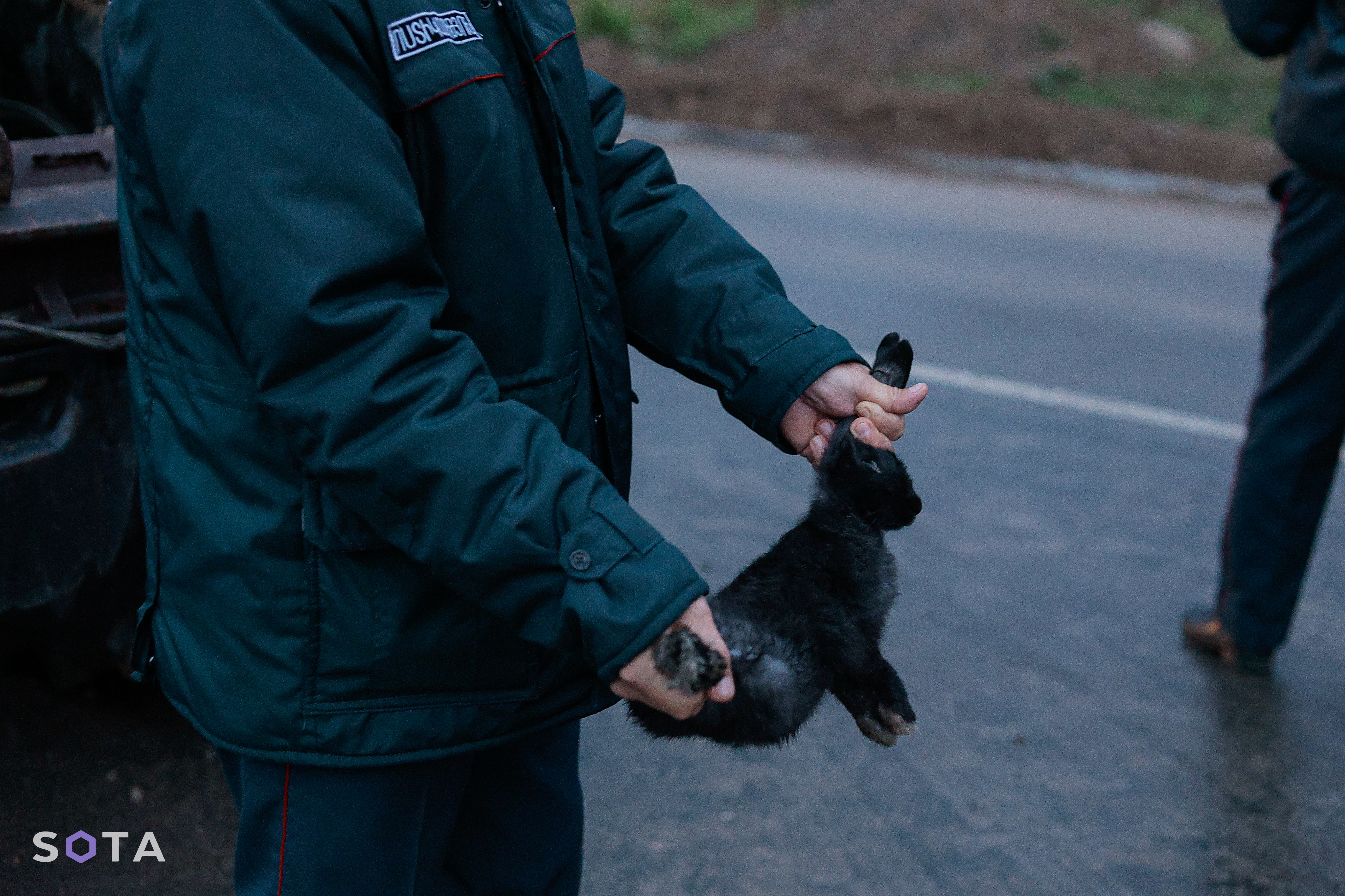 Армянский полицейский показывает зайца которого вез один из беженцев.
Алексей Молчалин / SOTA