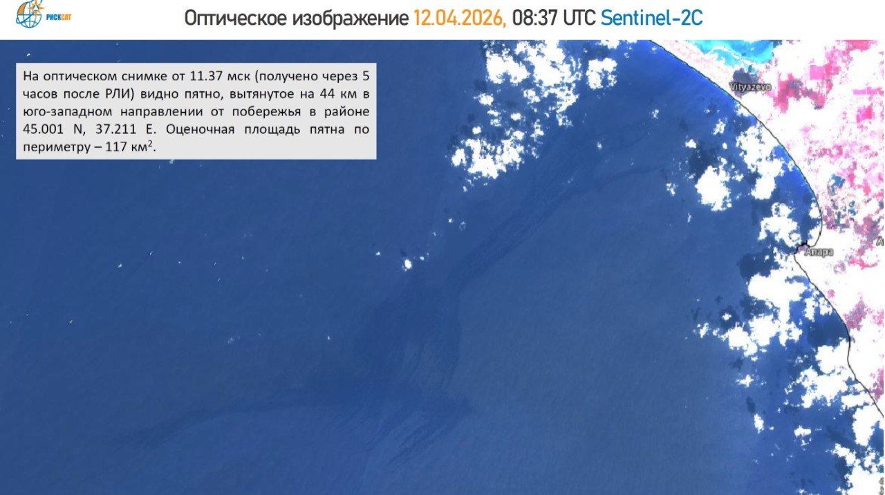 Обложка статьи Площадь разлива нефти под Анапой превысила 100 кв. км