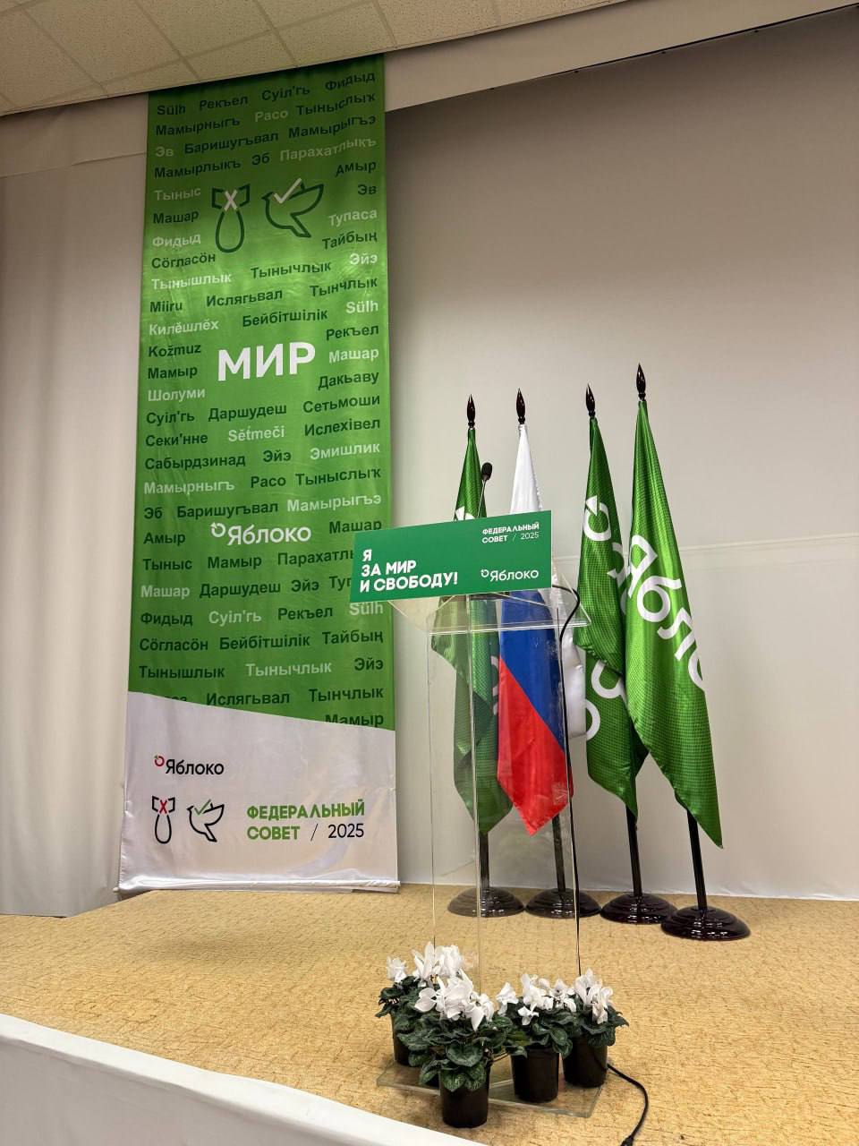 Обложка статьи «Яблоко» проводит федеральный совет под знаком перечеркнутой бомбы