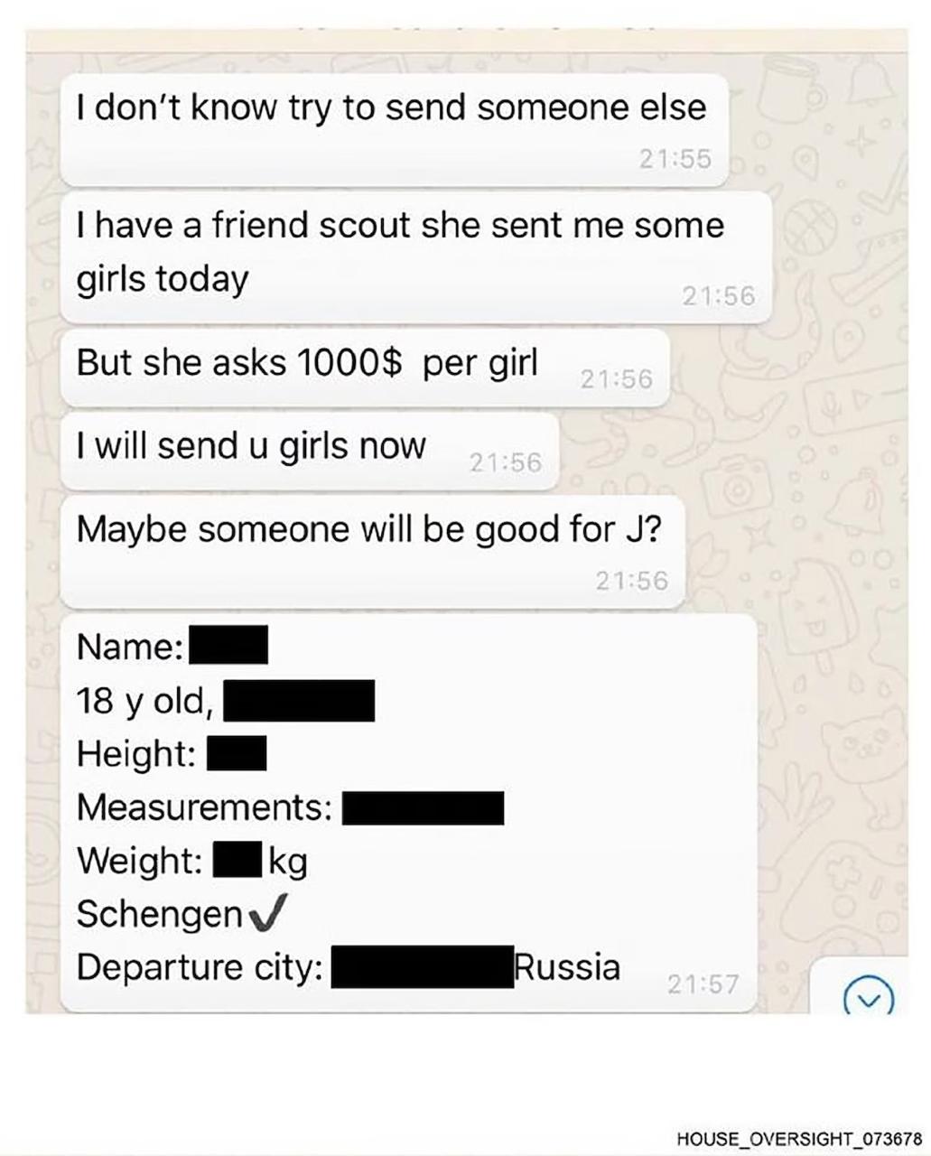 Обложка статьи Конгресс США опубликовал переписку о вербовке Эпштейном 18-летней девушки из России